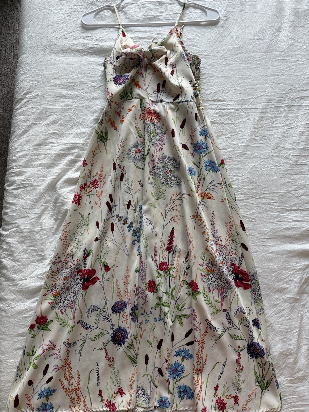 SHEIN White Maxi Dress with Multicolor Wildflower Print